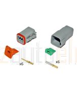 Deutsch DT6-4 6 Way Connector Kit with Gold Contacts