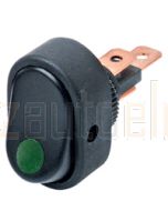 Hella Compact Off-On Rocker Switch - Green Illuminated, 12V (4477)