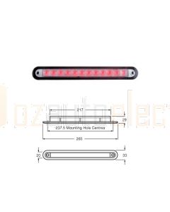 Hella 95907375 Wide Rim Strip LED - Red Illuminated, 24V DC