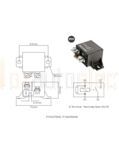 Ionnic P142450HD Relay Power N/O 24V 50A Resistor